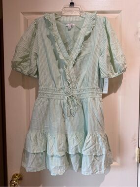 NWT Free Assembly green and white dress with pockets!
